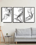 Drsoum Large Black Abstract Line Wall Art 24x36in3pcs Black Framed Vibrant Transparent Fashion Nordic Wall Decor for Bedroom Living Room