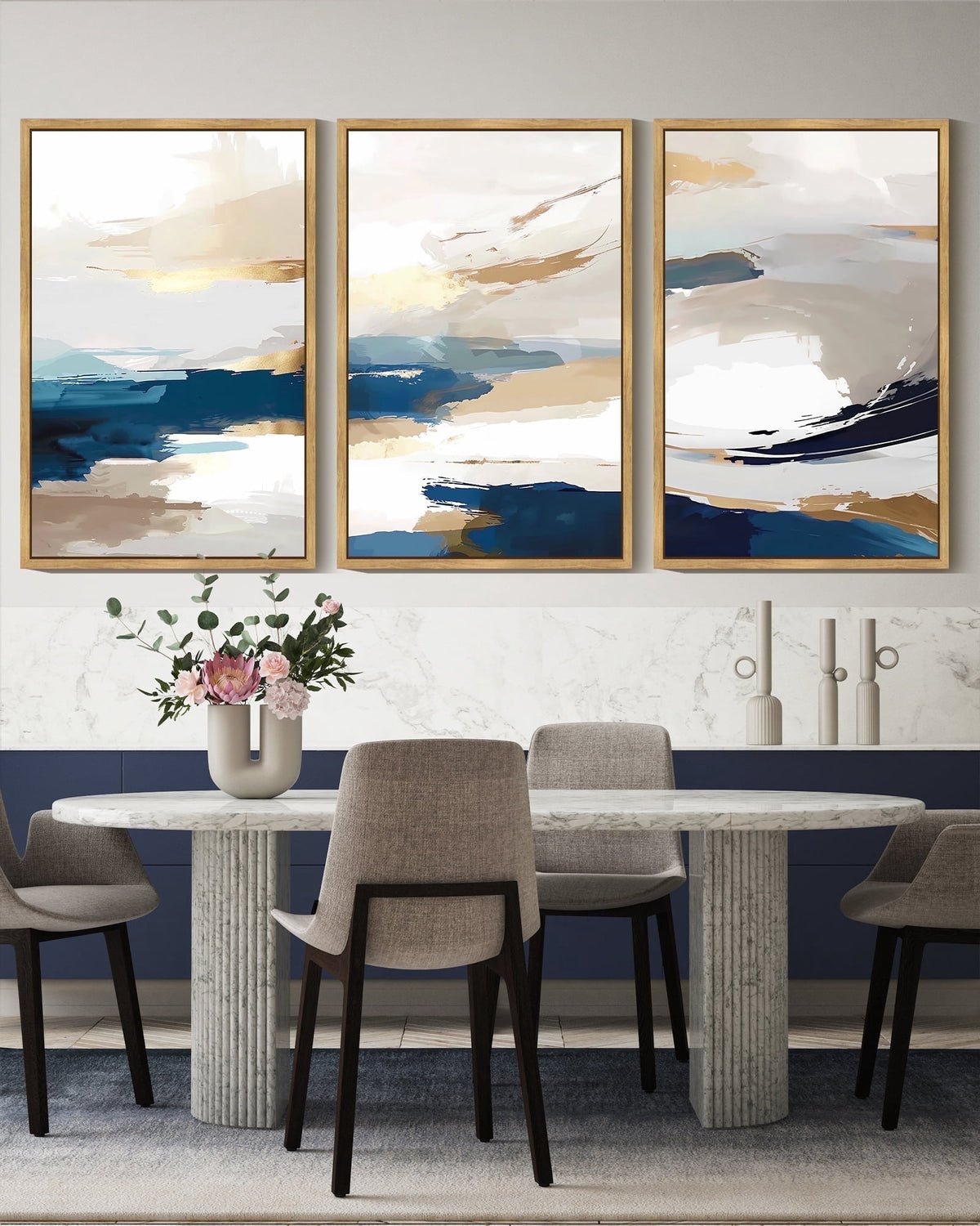 Drsoum Large Multicolor Abstract Wall Art 16x24in3pcs Natural Framed Modern Minimalist Painting Art Graffiti Artwork