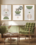 Drsoum Leaf Wall Art 16x24in3pcs Natural Framed Green Botanical Boho Printing Minimalist for Bathroom Prints