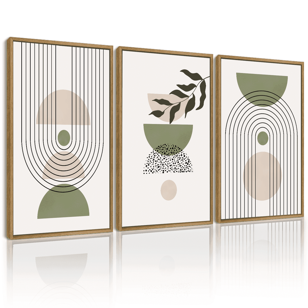 Drsoum Leaf Wall Art Green Botanical Boho Printing Minimalist for Bathroom Prints 11x14in3pcs Natural Framed