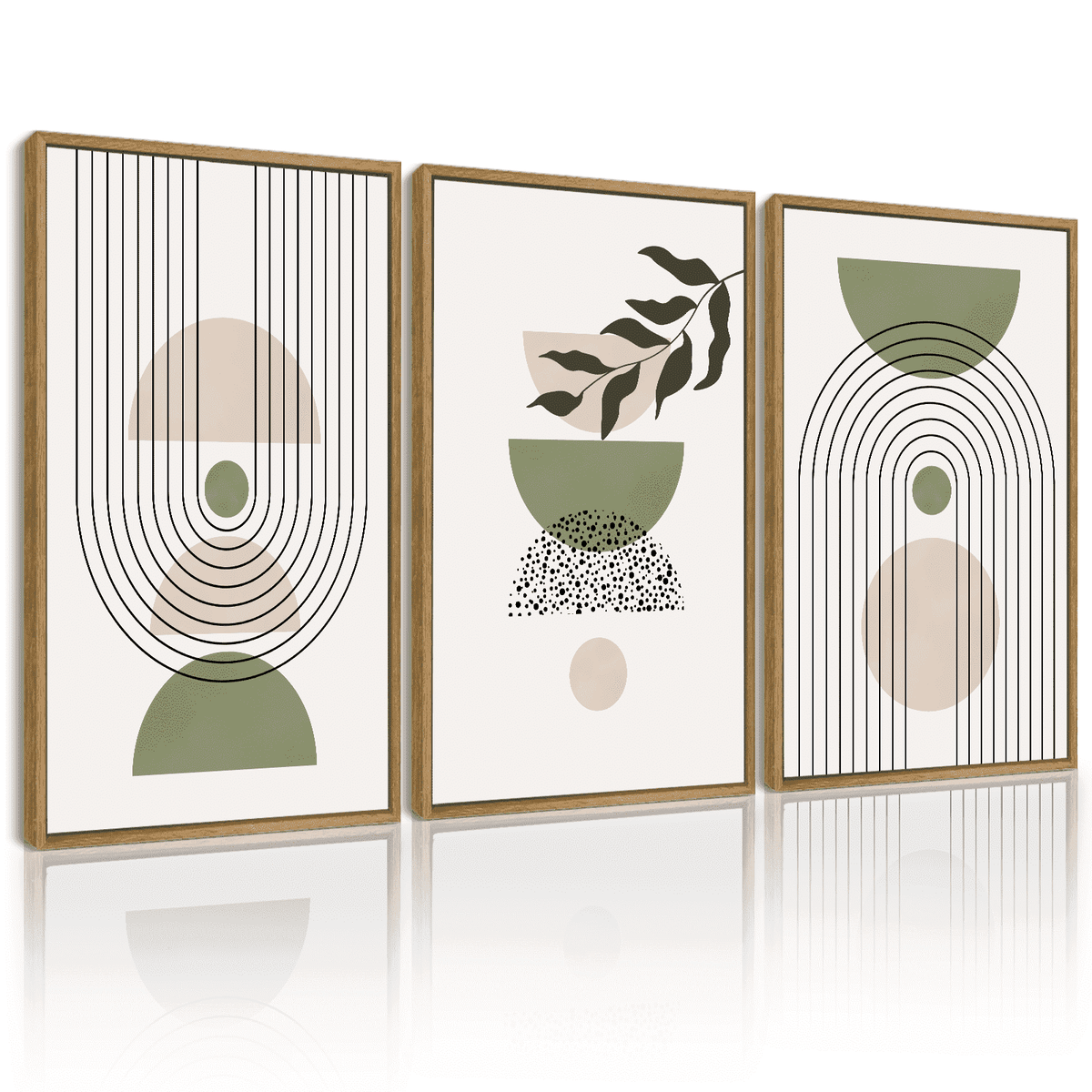 Drsoum Leaf Wall Art Green Botanical Boho Printing Minimalist for Bathroom Prints 11x14in3pcs Natural Framed