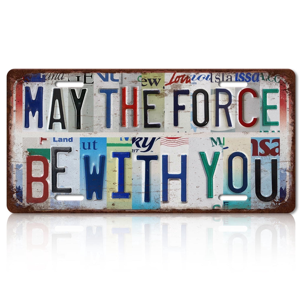 Drsoum May The Force Be With You Tin Sign Retro Metal Wall Decor 6x12in