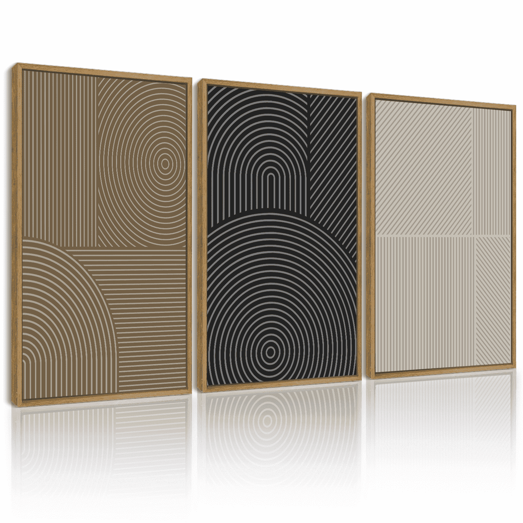 Drsoum Minimalist Abstract Wall Art Modern Line Decor Geometric Artwork Kitchen Dining Room 11x14in3pcs Natural Framed