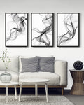 Drsoum Modern Abstract Wall Art 16x24in3pcs Black Framed Minimalism Print Artwork for Bedroom living room Dining room Hallway