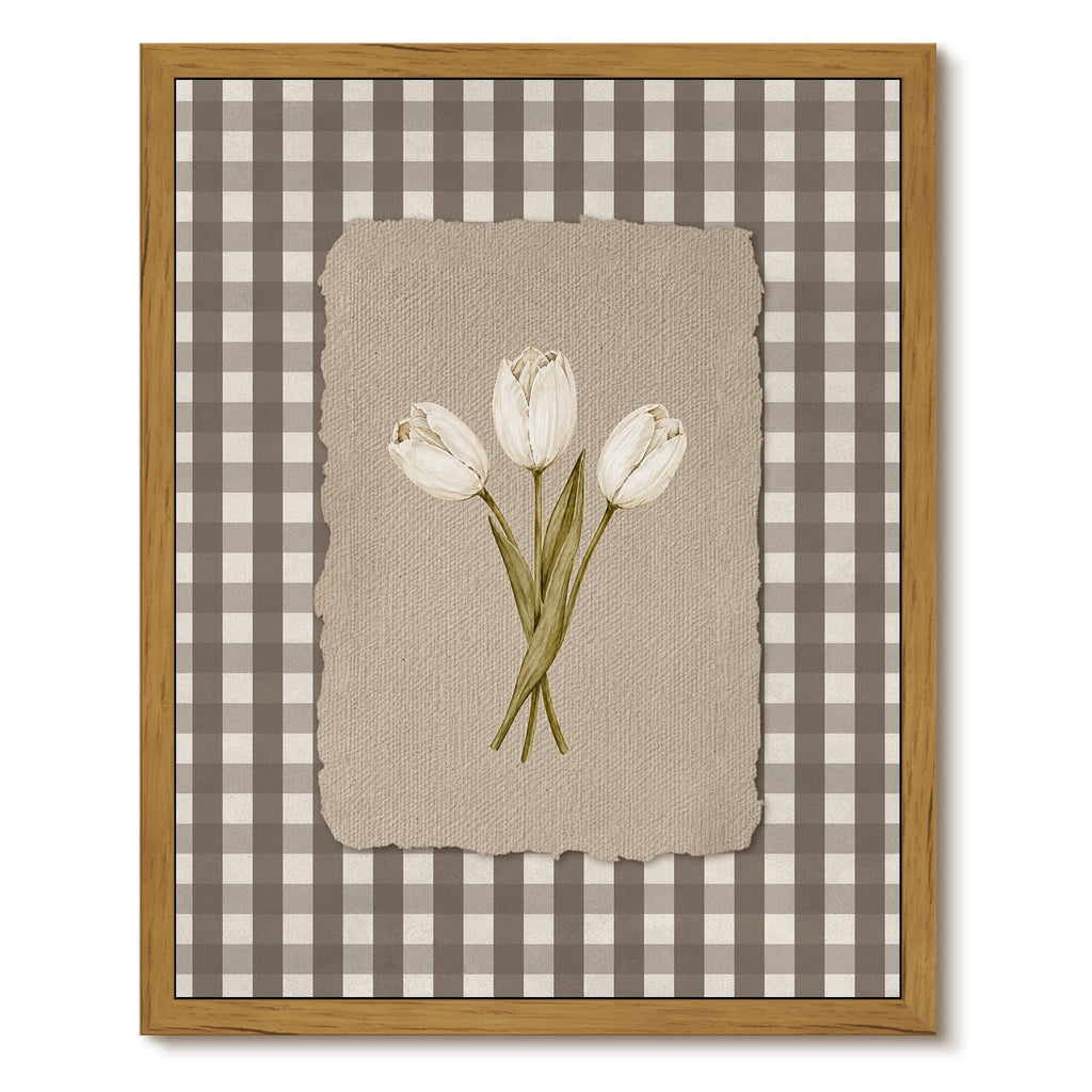 Drsoum Neutral Tulip Wall Art Framed Canvas Print 8x10 Inch