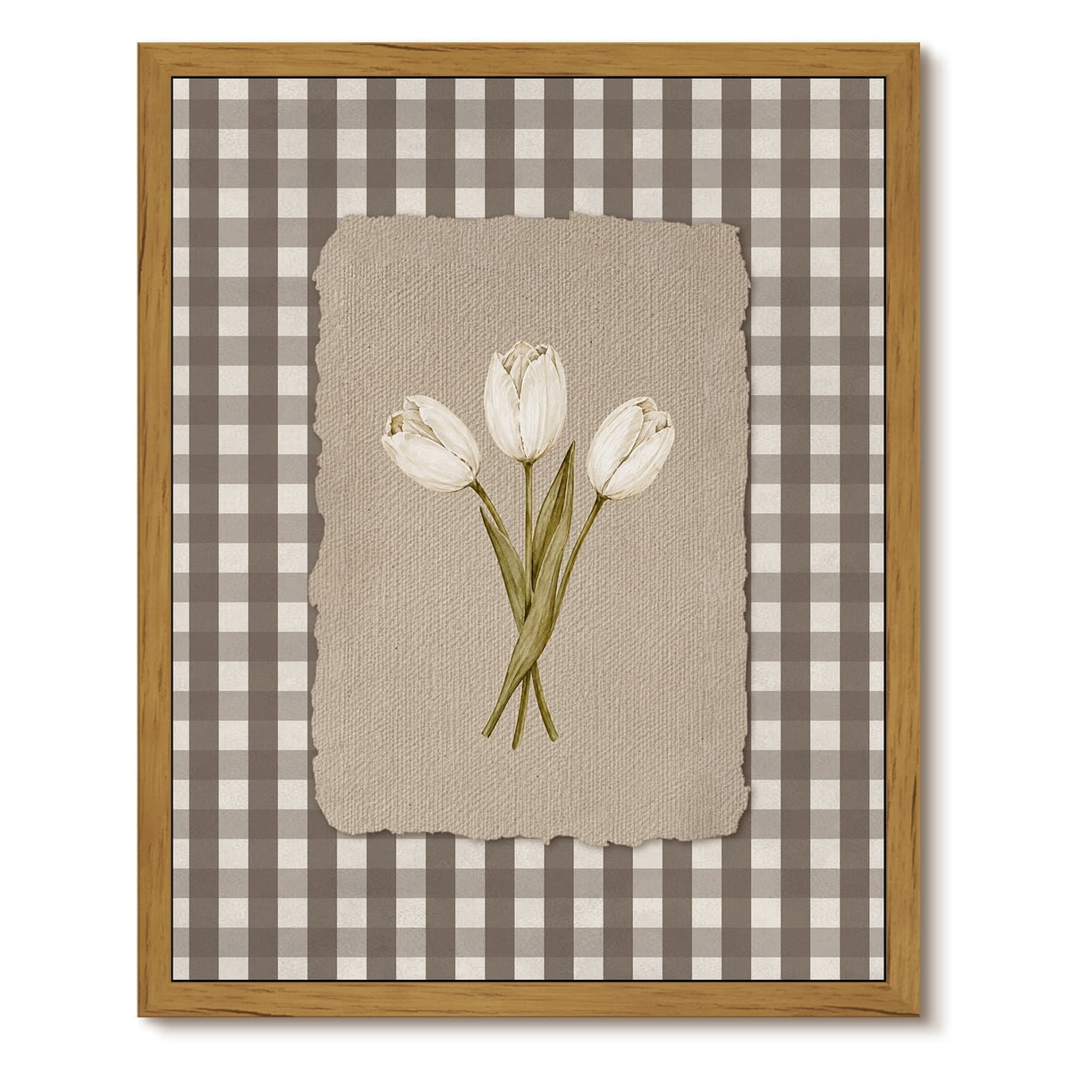Drsoum Neutral Tulip Wall Art Framed Canvas Print 8x10 Inch