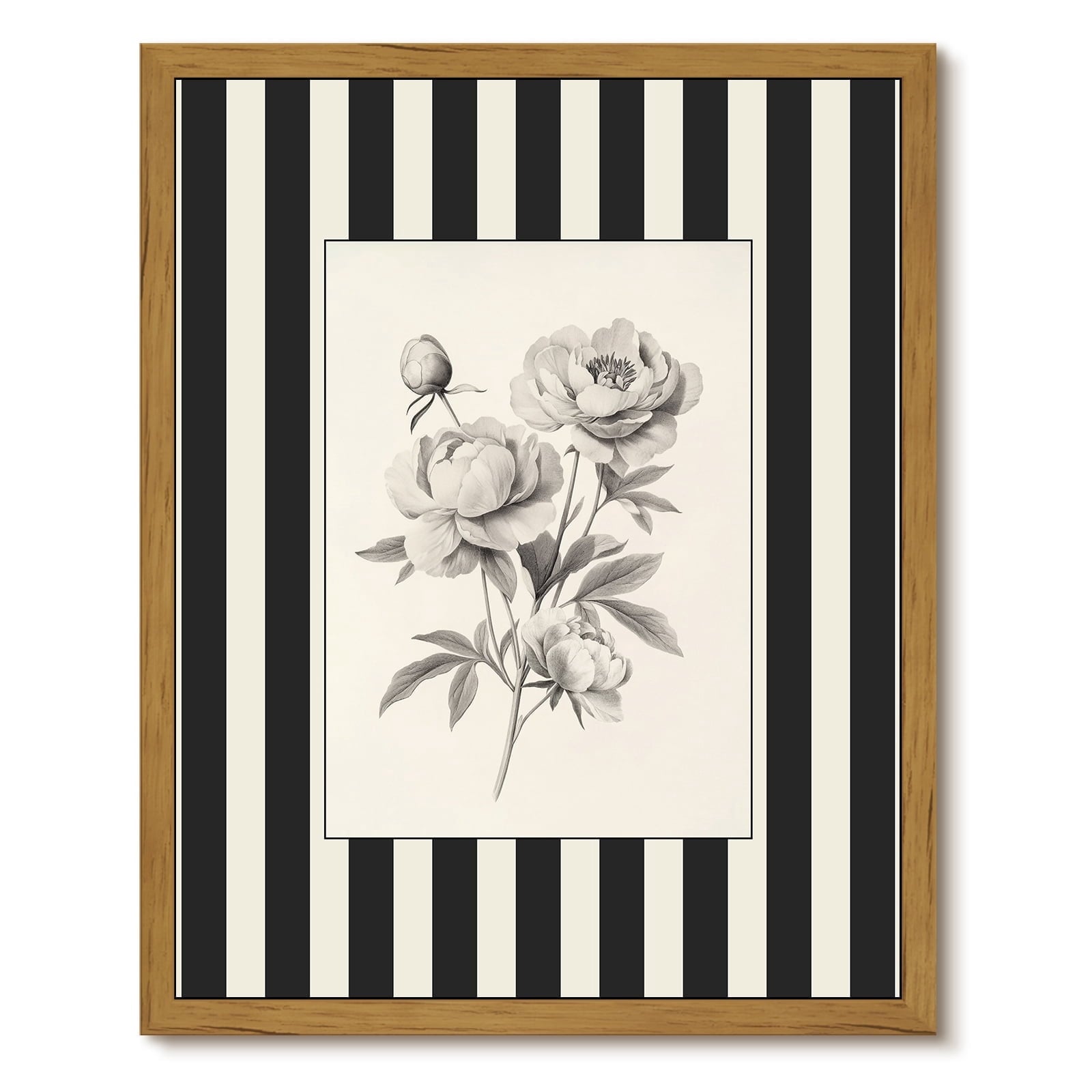 Drsoum Peony Vintage Framed Canvas Wall Art 12x16 Inch