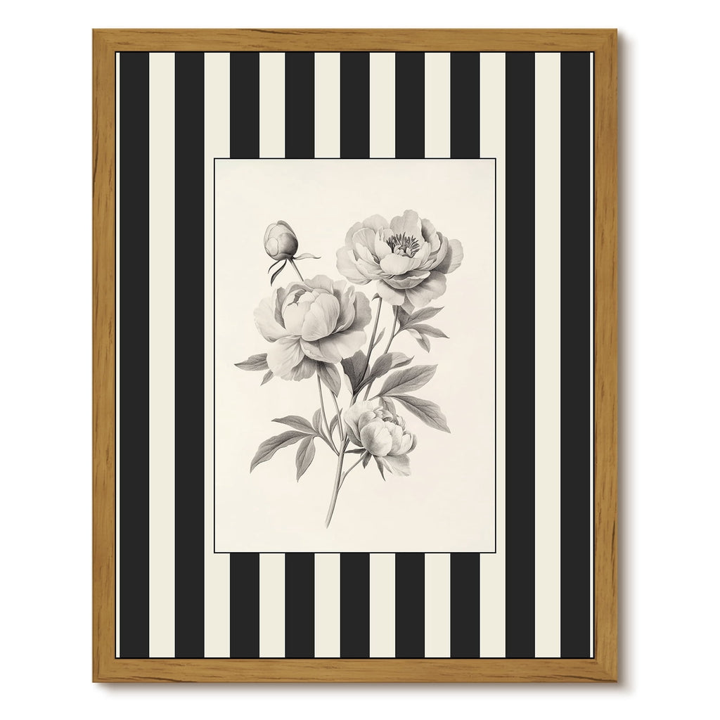Drsoum Peony Vintage Framed Canvas Wall Art 8x10 Inch