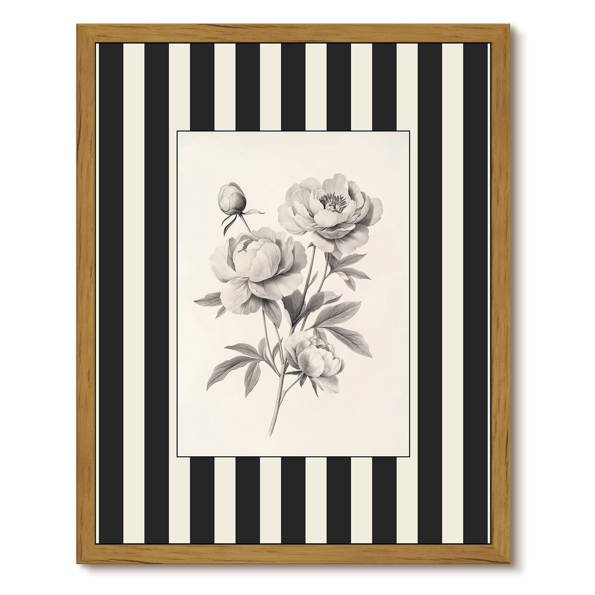 Drsoum Peony Vintage Framed Canvas Wall Art 8x10 Inch