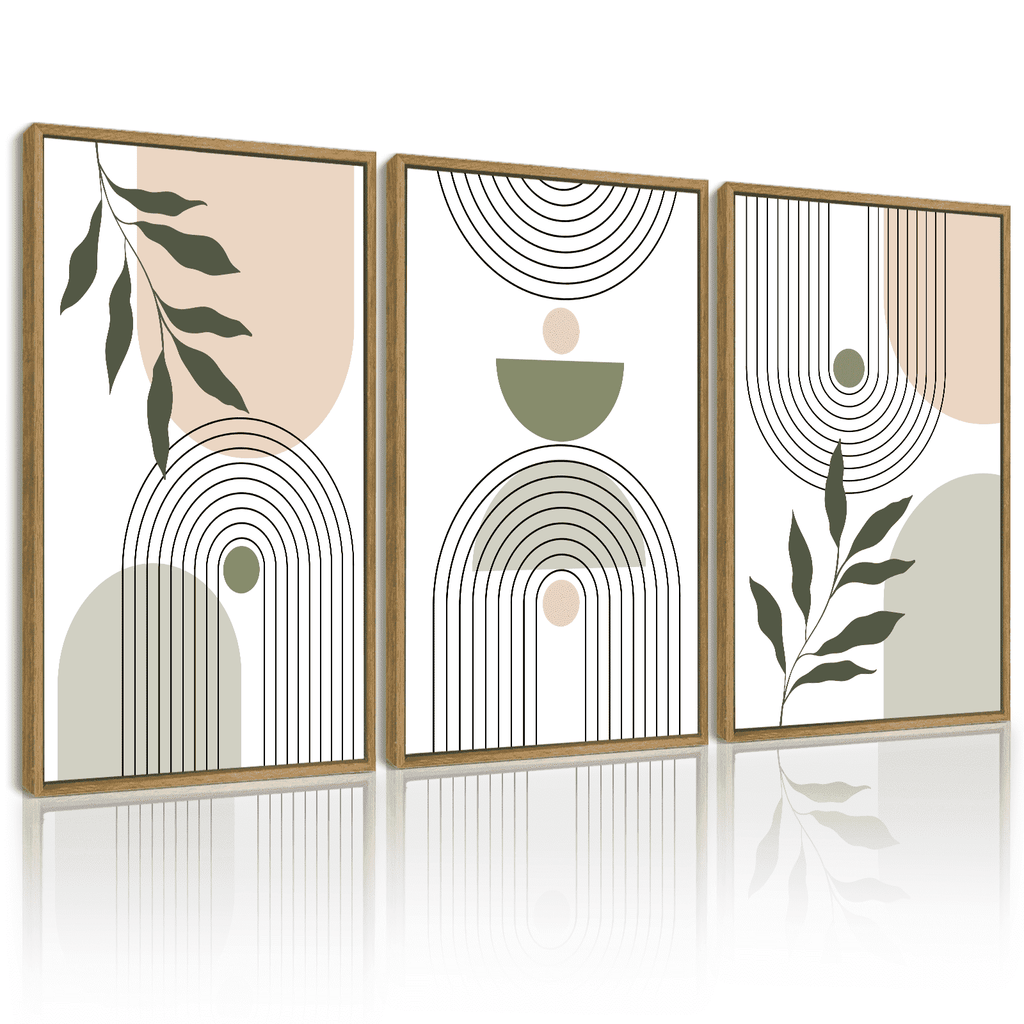 Drsoum Plant Wall Art Green Botanical Abstract Decor for Office Bathroom 11x14in3pcs Natural Framed
