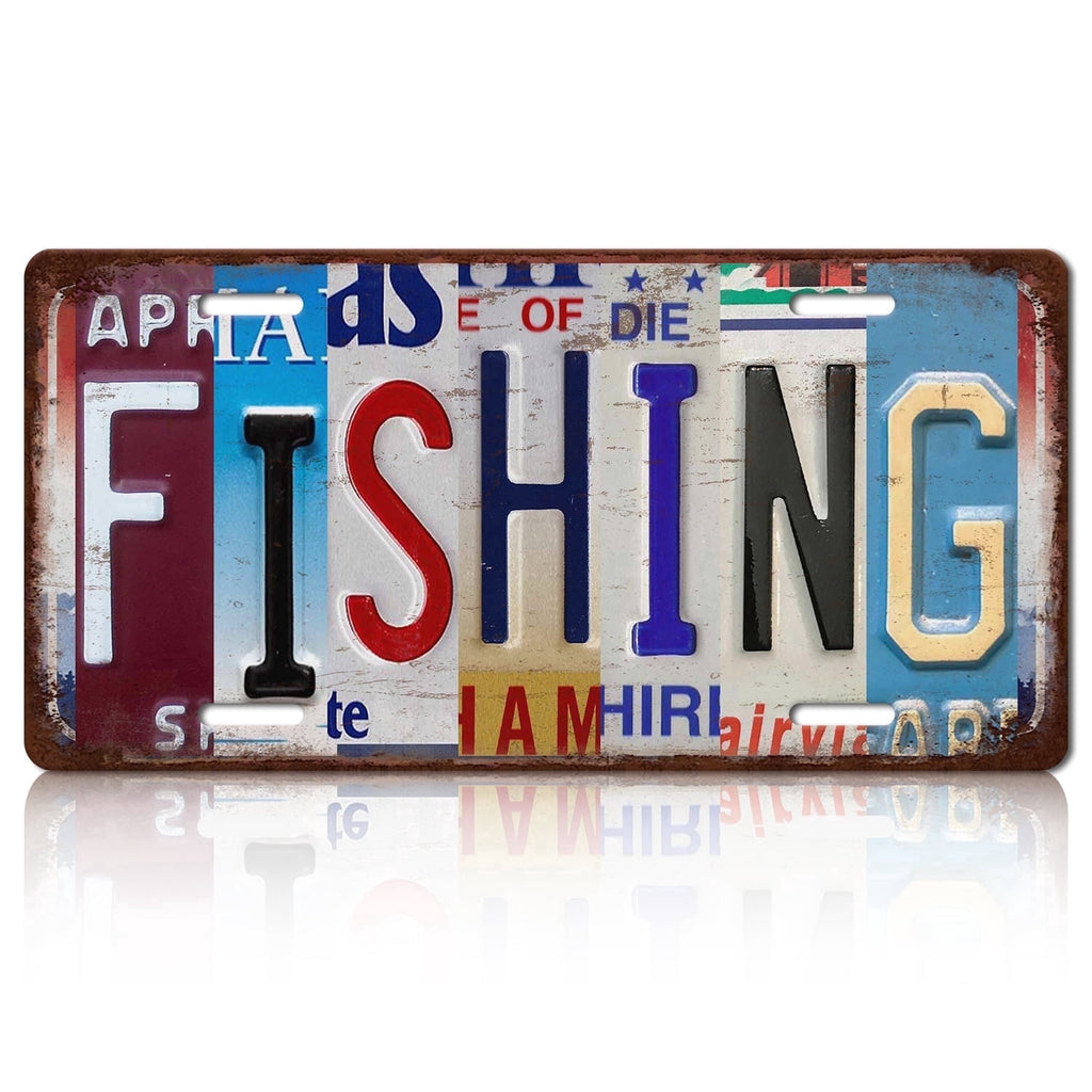Drsoum Fishing Metal Sign Vintage Wall Art 6x12in