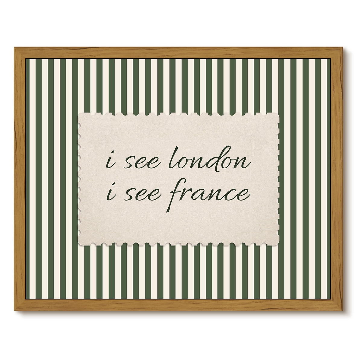 Drsoum Preppy Wall Art 12x16 Framed Canvas Print Green Striped Quote Decor Minimalist