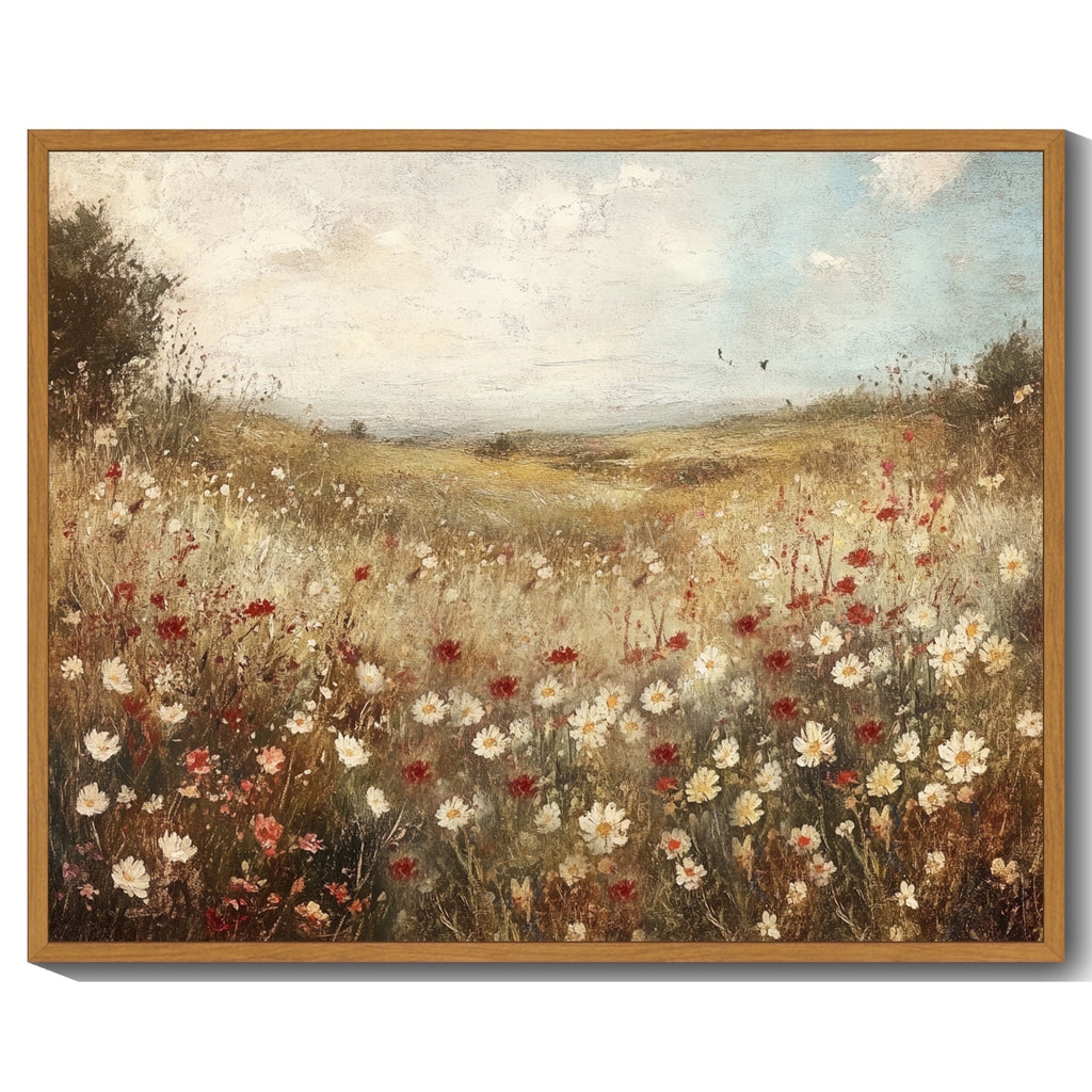 Drsoum Rustic Floral Wall Art Landscape Wall Prints Farmhouse Kitchen Bathroom Office Decor - 8x10in Nature Framed