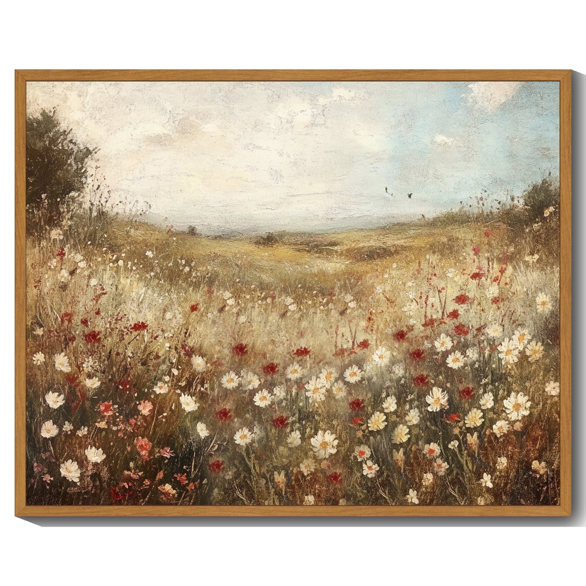 Drsoum Rustic Floral Wall Art Landscape Wall Prints Farmhouse Kitchen Bathroom Office Decor - 8x10in Nature Framed