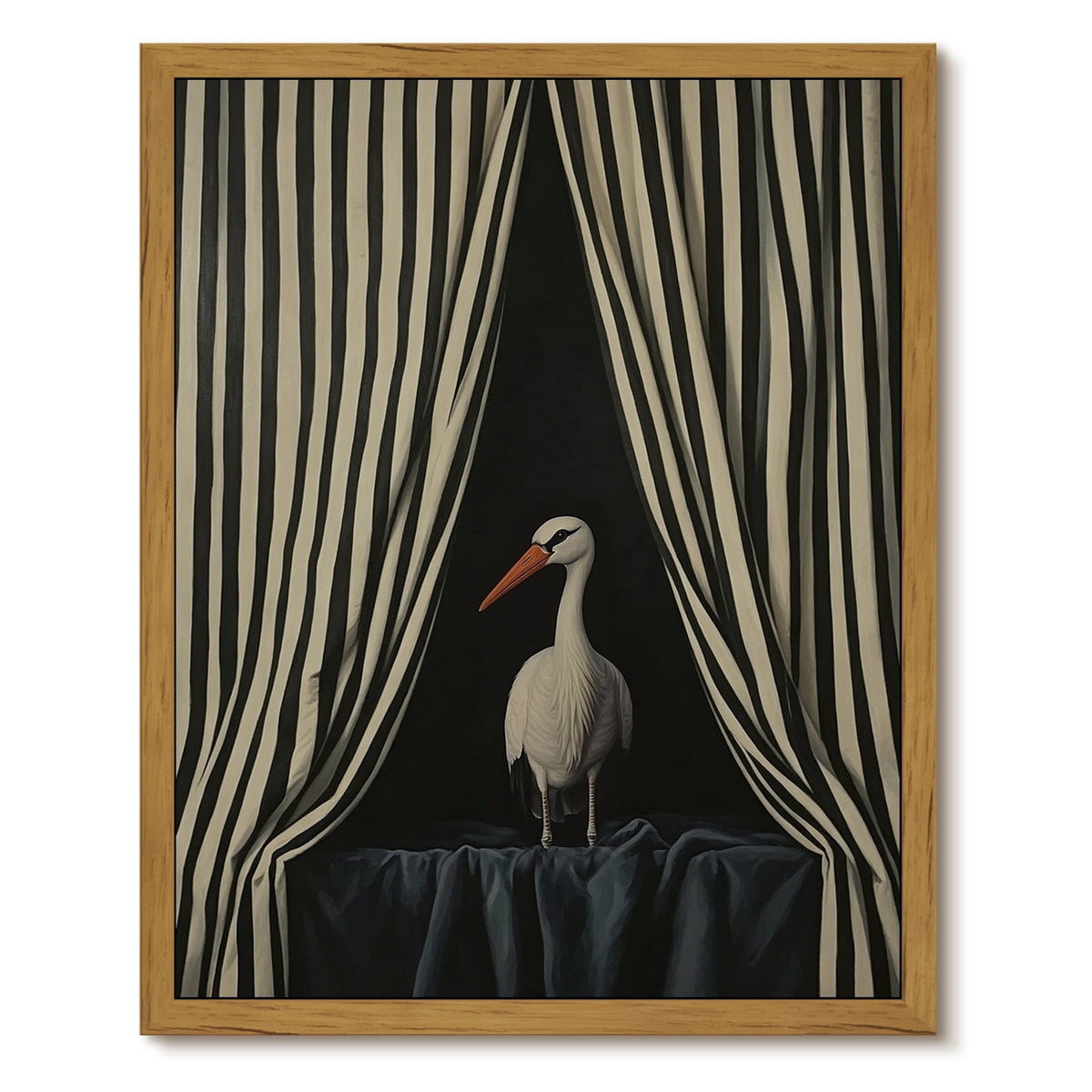 Drsoum Stork Vintage Framed Canvas Wall Art 12x16 Inch