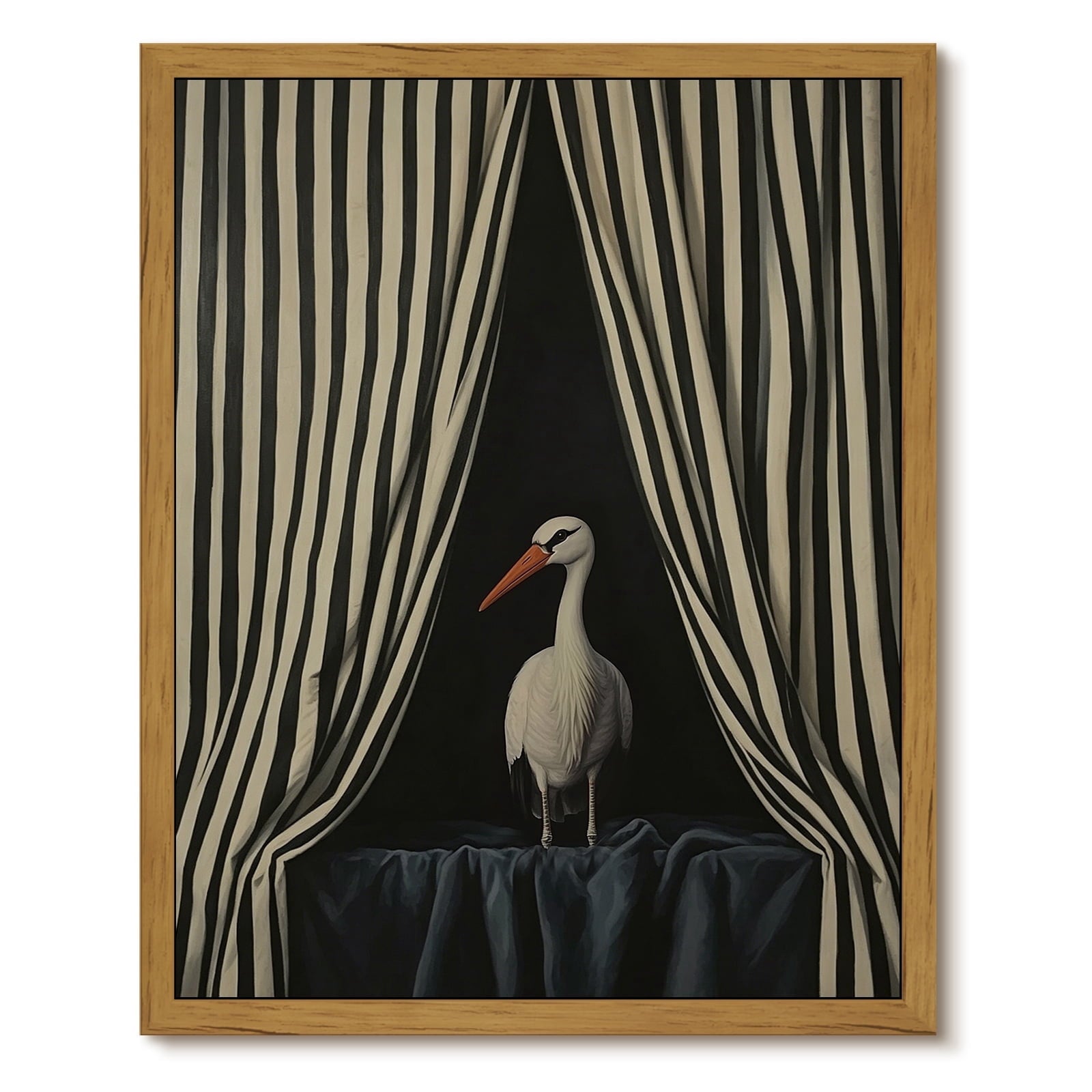 Drsoum Stork Vintage Framed Canvas Wall Art 8x10 Inch