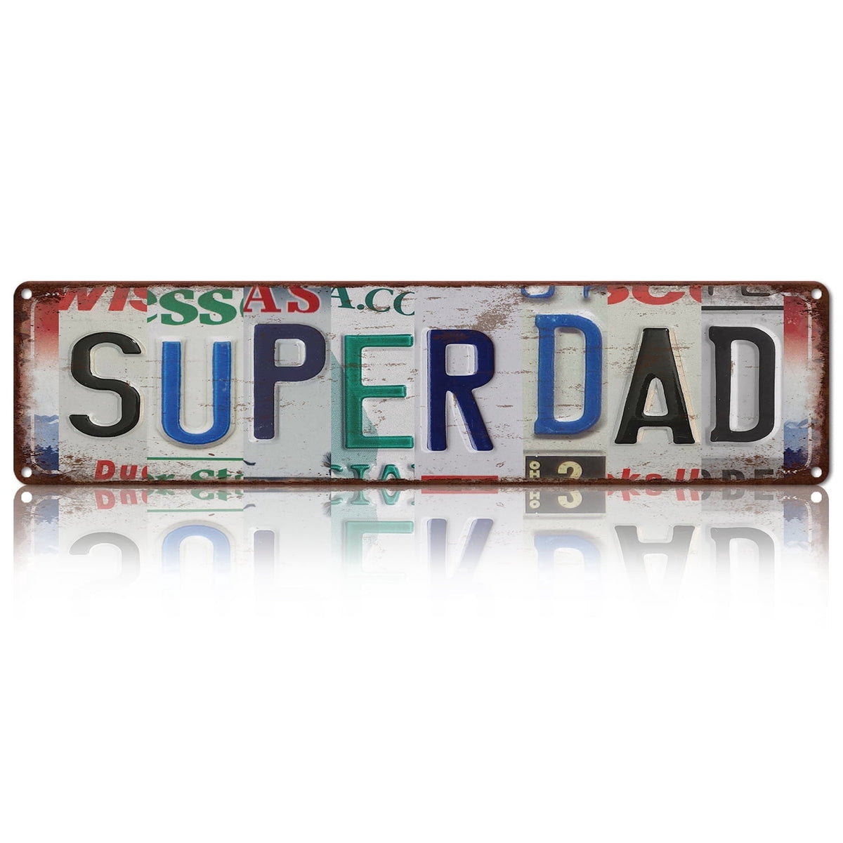 Drsoum Super Dad Tin Sign Metal Retro License Plate Wall Decor for Garage
