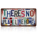 Drsoum THERE'S NO PLACE LIKE HOME Vintage Metal Sign Tin Wall Art 6x12 Inch