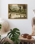 Drsoum Modern Vintage Wall Art Lake Print Artwork for Bedroom living room Dining room Kitch 11x14in Natural Framed
