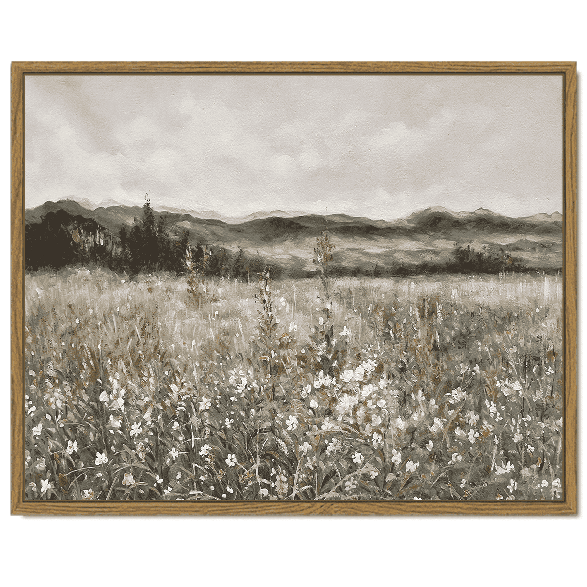 Drsoum Retro Farmhouse Boho Vintage Framed Canvas Wall Art Prints Meadow Flowers Painting 11x14in