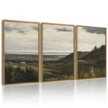 Drsoum Vintage Landscape Wall Art Wilderness Mountain Retro Classic Farmhouse Paints Rustic 11x14in3pcs Natural Framed