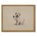 Drsoum Waving Puppy Dog Wall Art Framed Canvas Print 12x16 Inch