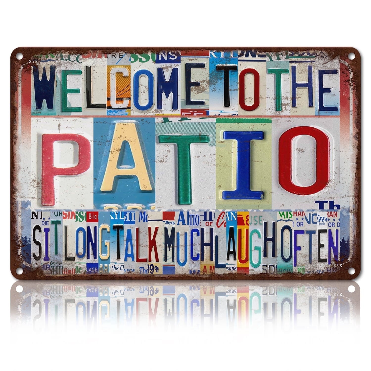 Drsoum Welcome Patio Sign Metal Tin Sign 8x12 Inch Rustic Outdoor Decor