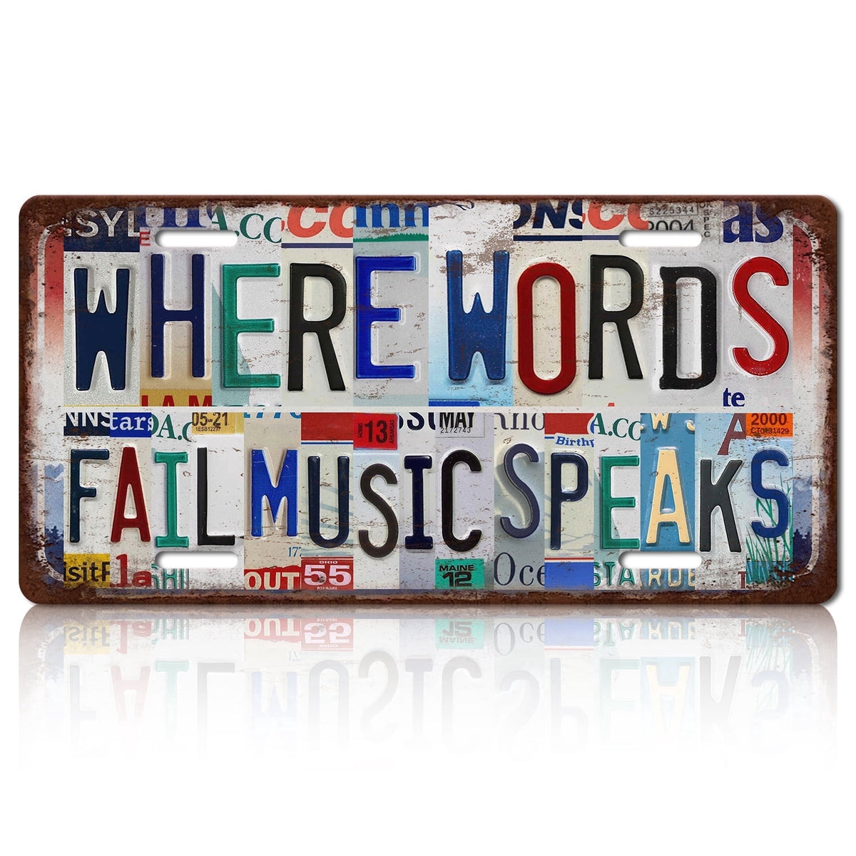 Drsoum Where Words Fail Music Speaks Vintage Metal Sign 6x12 Inch Music Room Decor