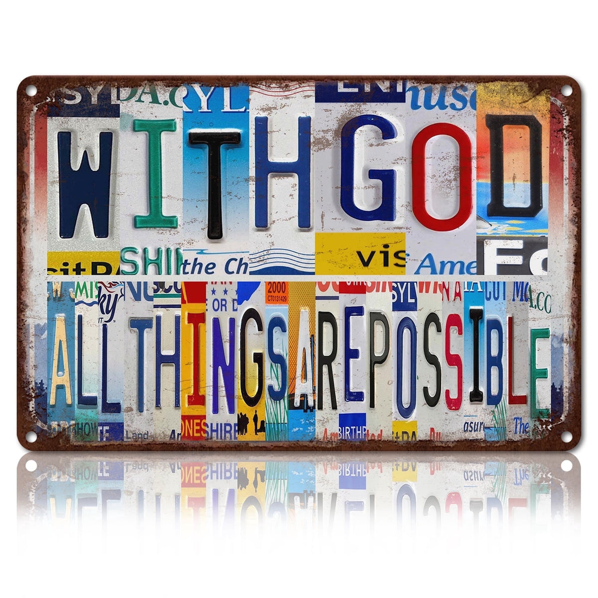 Drsoum With God All Things Are Possible Vintage Metal Sign 8x12 Inch Christian Wall Decor