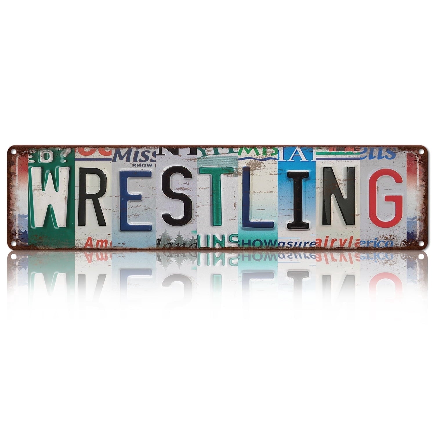Drsoum Wrestling Metal Tin Sign 4x16 Inch Sports Room Decor