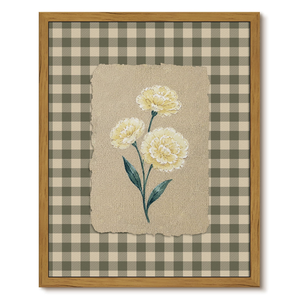 Drsoum Yellow Floral Wall Art Framed Canvas Print 12x16 Inch