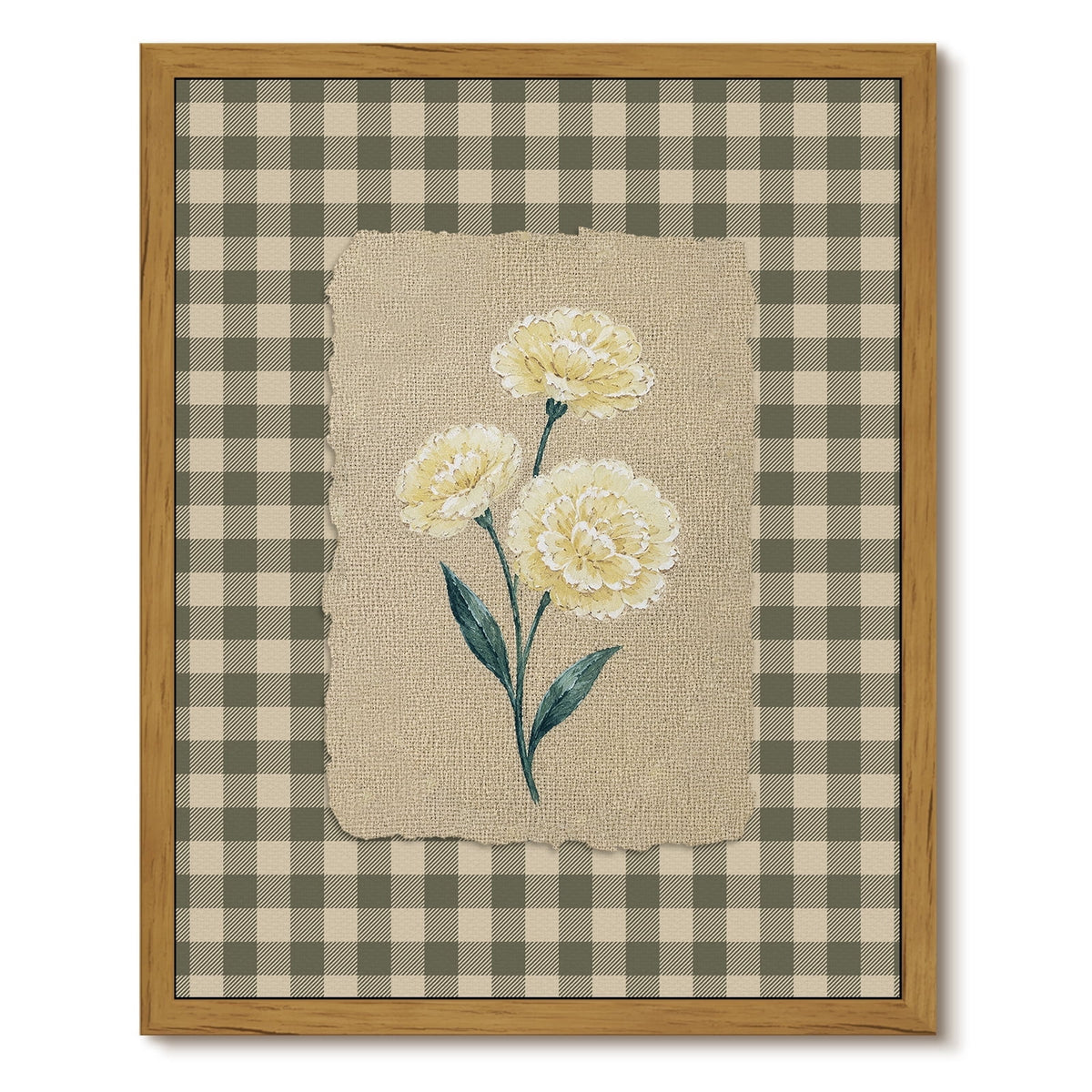 Drsoum Yellow Floral Wall Art Framed Canvas Print 12x16 Inch