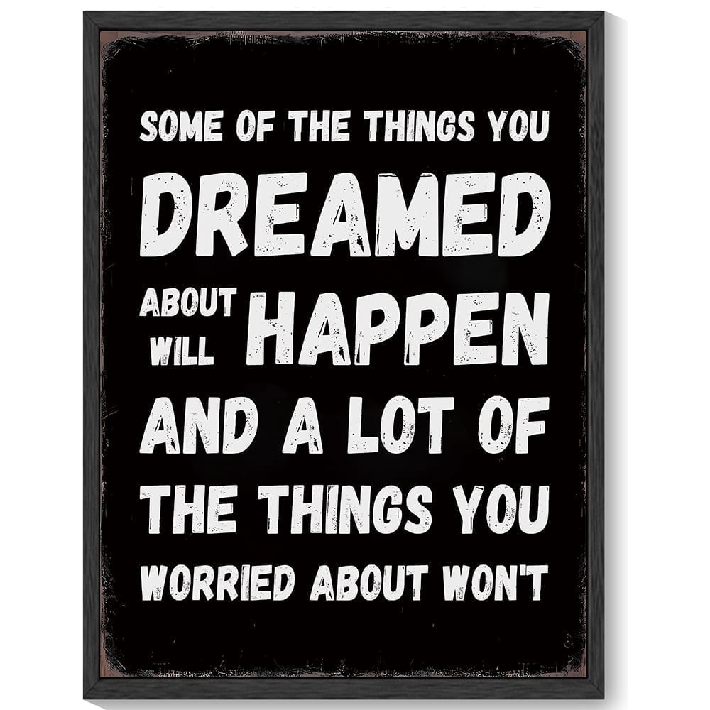 Inspirational 11x14in Black Framed Wall Art Dreamed Will Happen Motivational Positive Quote Sayings Office Home Decor Prints Encouraging Posters Study