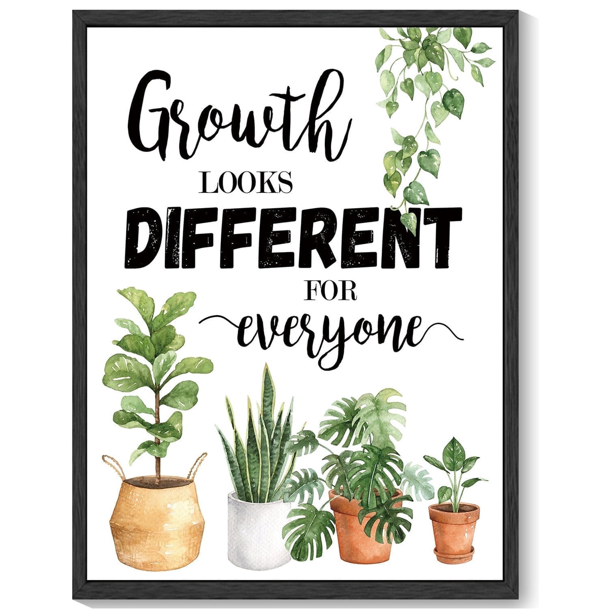 Inspirational 11x14in Black Framed Wall Art Growth Looks Different for Everyone Motivational Quote Sayings Office Home Decor Prints Encouraging Positive Posters Study