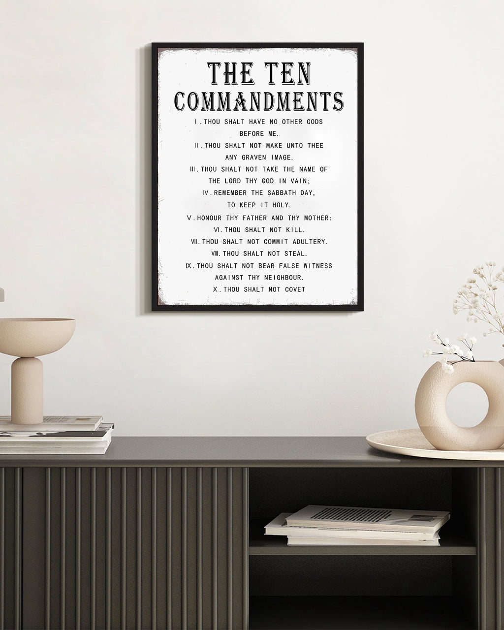 Inspirational 11x14in Black Framed Wall Art Motivational Bible Verse Ten Commandments Quote Sayings Office Home Decor Canvas Prints Encouraging Positive Posters Painting