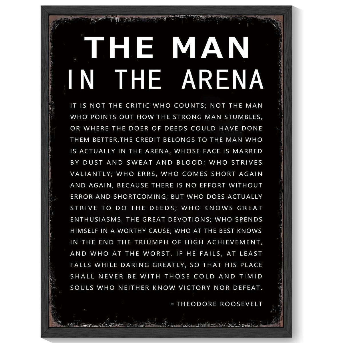 Inspirational 11x14in Black Framed Wall Decor the Man in the Arena Motivational Quote Sayings Office Home Decor Prints Art Encouraging Positive Posters