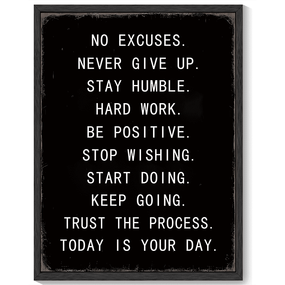 Motivational 11x14in Black Framed Wall Decor Never Give Up Inspirational Quote Sayings Office Home Decor Prints Art Encouraging Be Positive Posters