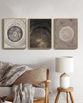 Vintage Wood Tree Rings Wall Art 11x14in Natural Framed Farmhouse Rustic Framed Canvas Paintings Nature Artwork for Office Dining Room Hallway