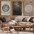 Vintage Wood Tree Rings Wall Art Farmhouse Rustic Framed Canvas Paintings Nature Artwork for Office Dining Room Hallway 24x36in Natural Framed
