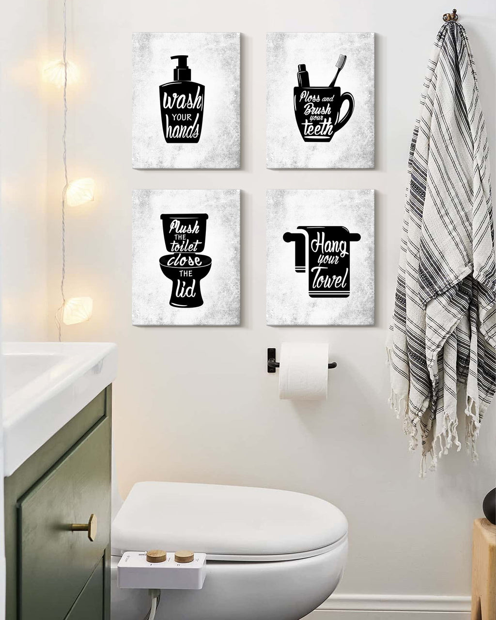 Drsoum Bathroom Wall Decor Funny Toilet Signs Quotes Wall Art Small Bathroom Pictures 8x10in4pcs Natural Framed
