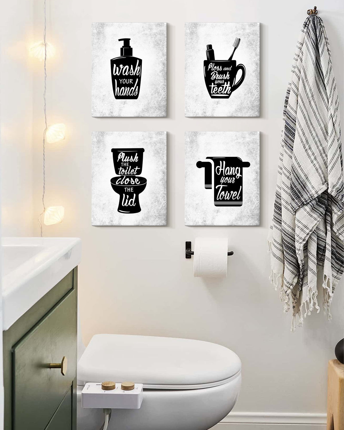 Drsoum Bathroom Wall Decor Funny Toilet Signs Quotes Wall Art Small Bathroom Pictures 8x10in4pcs Natural Framed