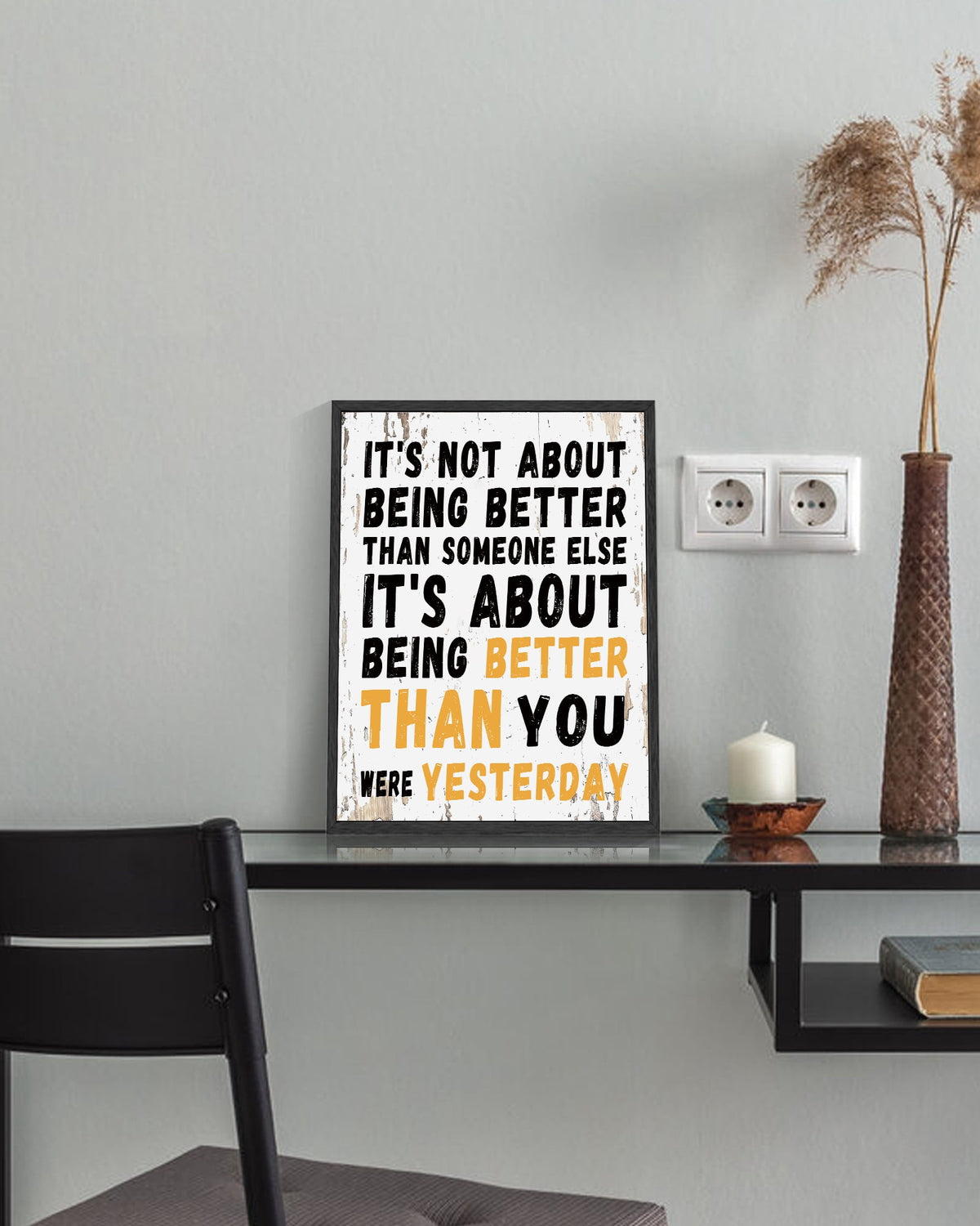 Inspirational 11x14in Black Framed Wall Art Motivational BEING BETTER Quote Sayings Office Home Decor Canvas Prints Encouraging Positive Posters Painting