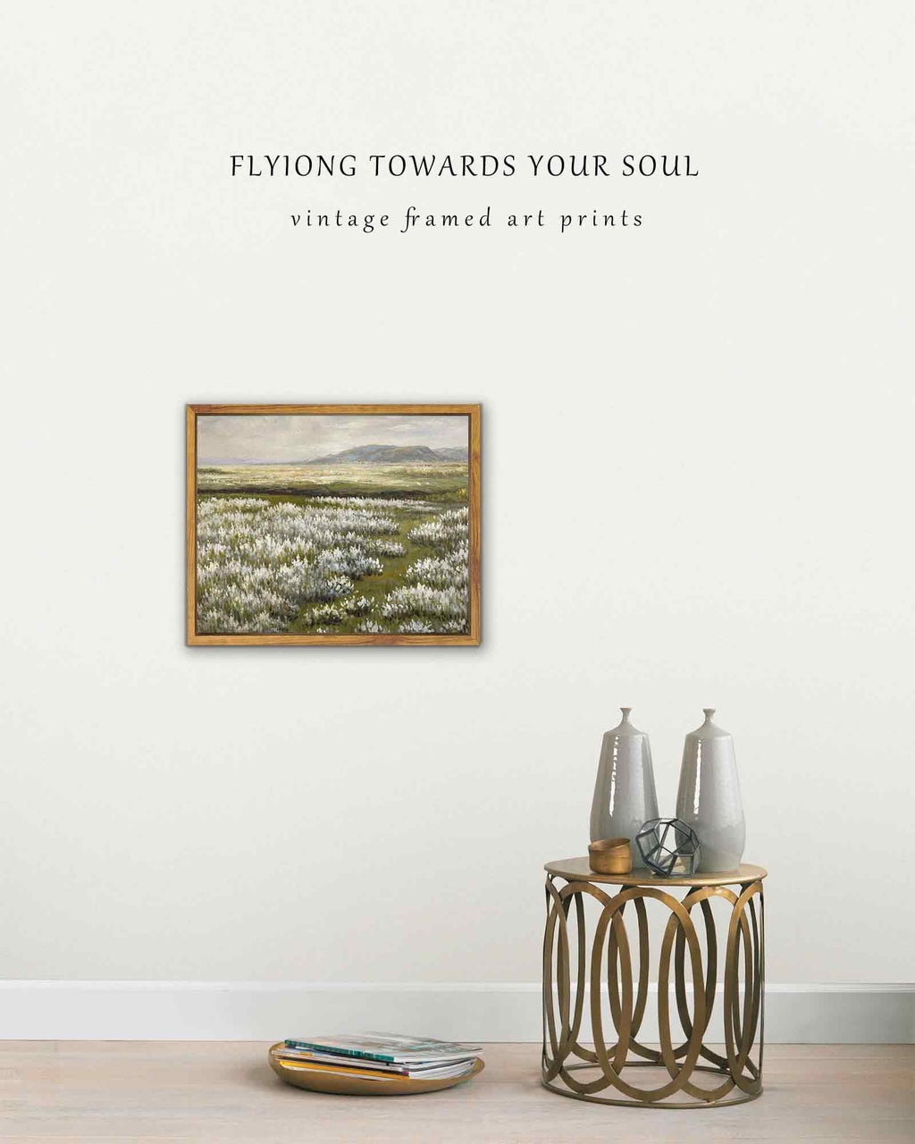 Drsoum Landscape Artwork Wall Art Prairie in Full Bloom Prints Farmhouse Kitchen Bathroom Office Decor - 8x10in Natural Framed