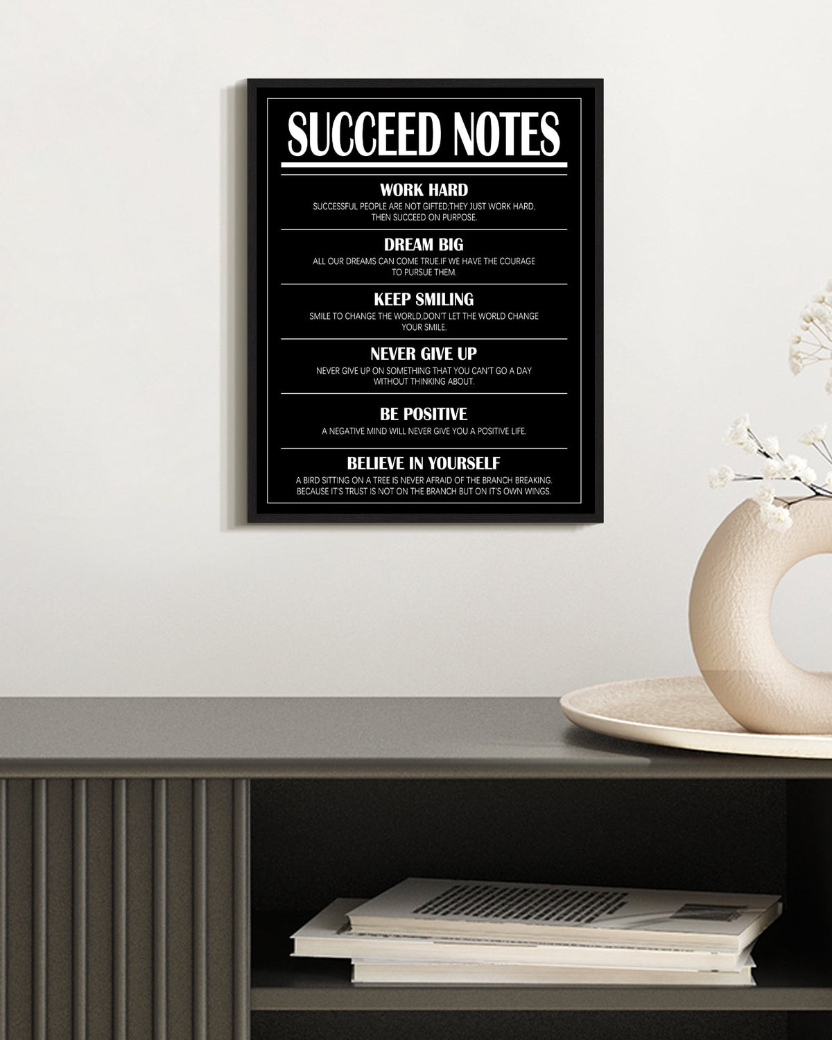 Drsoum Inspirational Wall Art Motivational Positive Letter Sayings Prints Art Encouraging Posters Home Decor 8x10in Black Framed