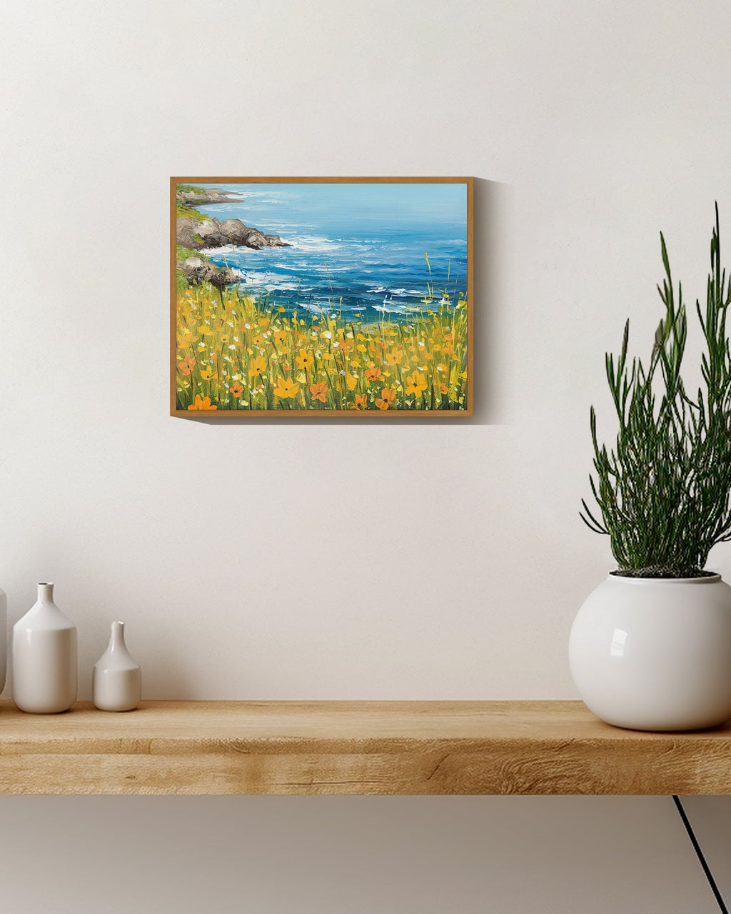 Drsoum Landscape wildflowers Wall Art 11x14in Nature Framed seascape Wall Prints Farmhouse Kitchen Bathroom Office Decor