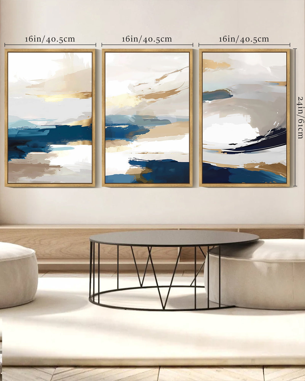 Drsoum Large Multicolor Abstract Wall Art 16x24in3pcs Natural Framed Modern Minimalist Painting Art Graffiti Artwork