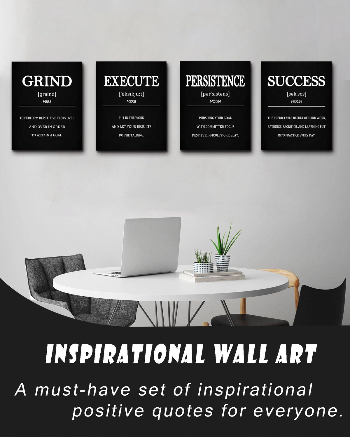 Drsoum Inspirational Office Wall Art Motivational Quotes Encouraging Sayings Framed Posters 8x10in4pcs