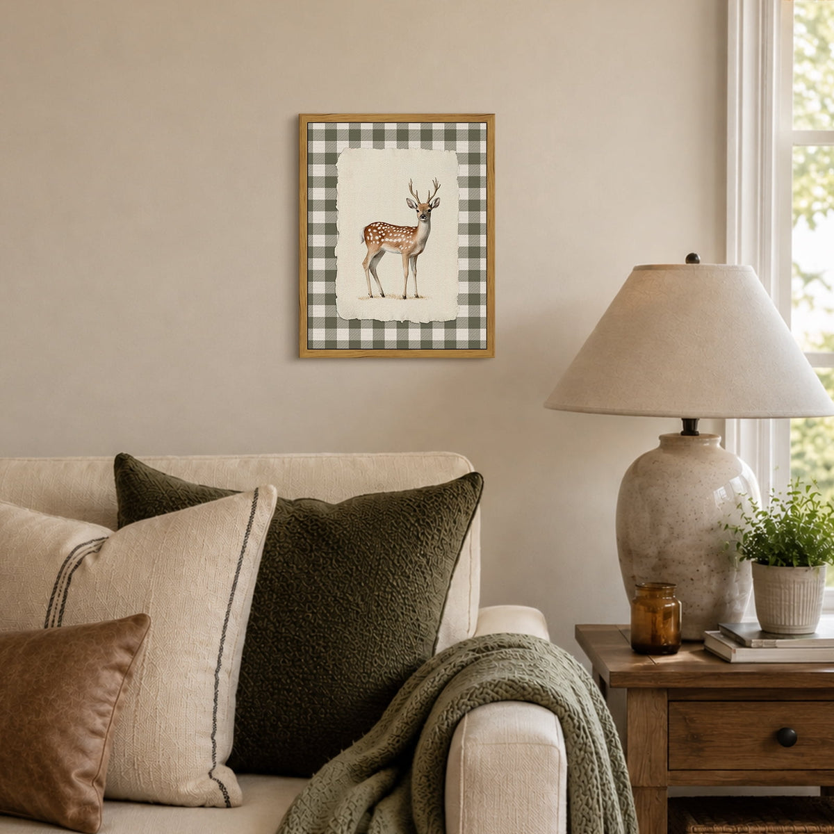 Drsoum Deer Vintage Framed Canvas Wall Art 8x10 Inch