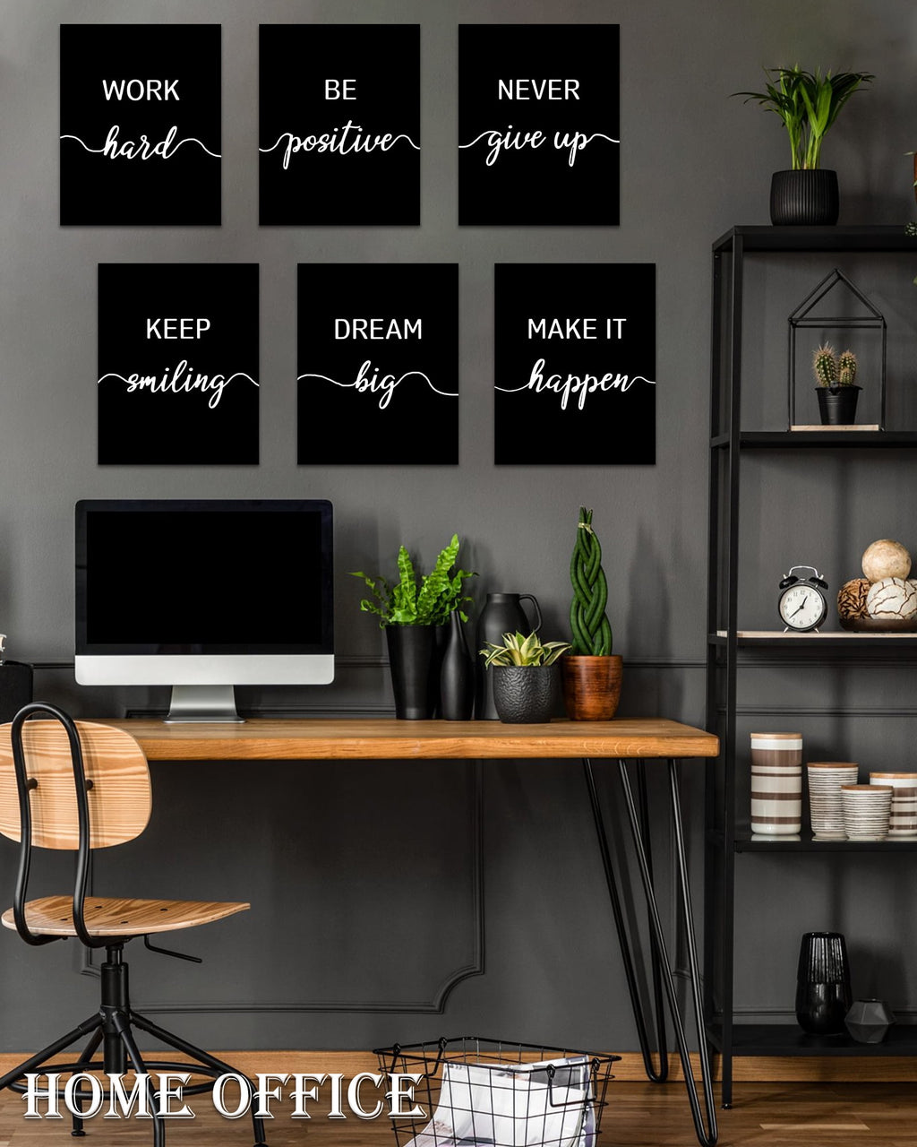 Drsoum Inspirational Office Wall Art Motivational Quotes Encouraging Sayings Framed Posters 8x10in