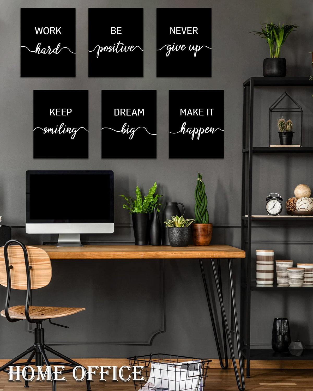 Drsoum Inspirational Office Wall Art Motivational Quotes Encouraging Sayings Framed Posters 8x10in